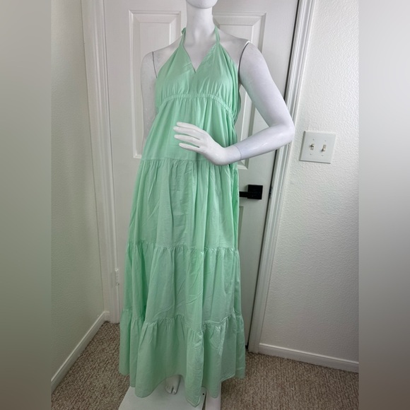 Express Tiered Halter Maxi Dress Size Medium 100% Cotton.  #143 - Picture 3 of 15
